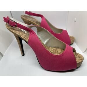 The Highest Heel Collection -Precious 101 Fuchsia Fabric Sling back Pump SZ 9